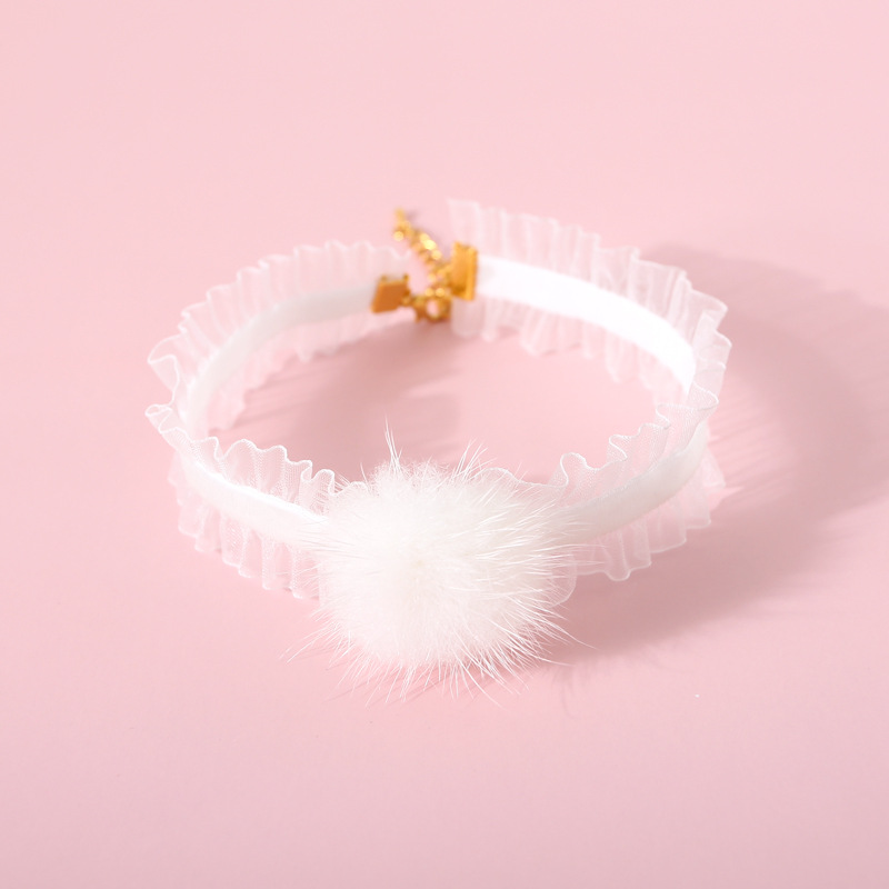 Comercio exterior terciopelo hormigueo encaje elástico visón bola de pelo gato mascota collar ajustable estética mascota accesorios collar