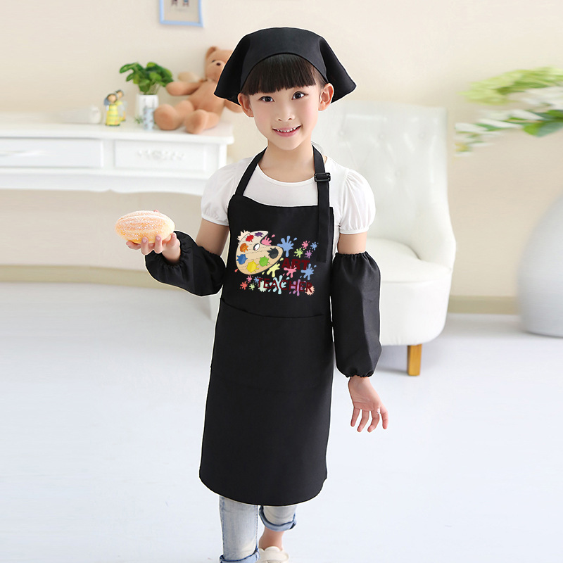 Estilo coreano moda niños delantal pintura ropa femenina niños horneando hecho a mano clase kindergarten niños comiendo delantal