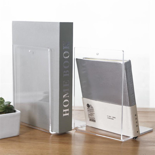 Transparent acrylic bookend L-shaped bookshelf picture book table plexiglass photo album display rack bookstore book rack