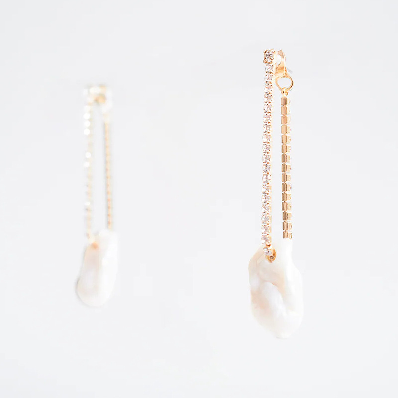 Fashion long pearl rhinestone earrings for women trend crystal earrings jewelry nihaojewelrypicture3