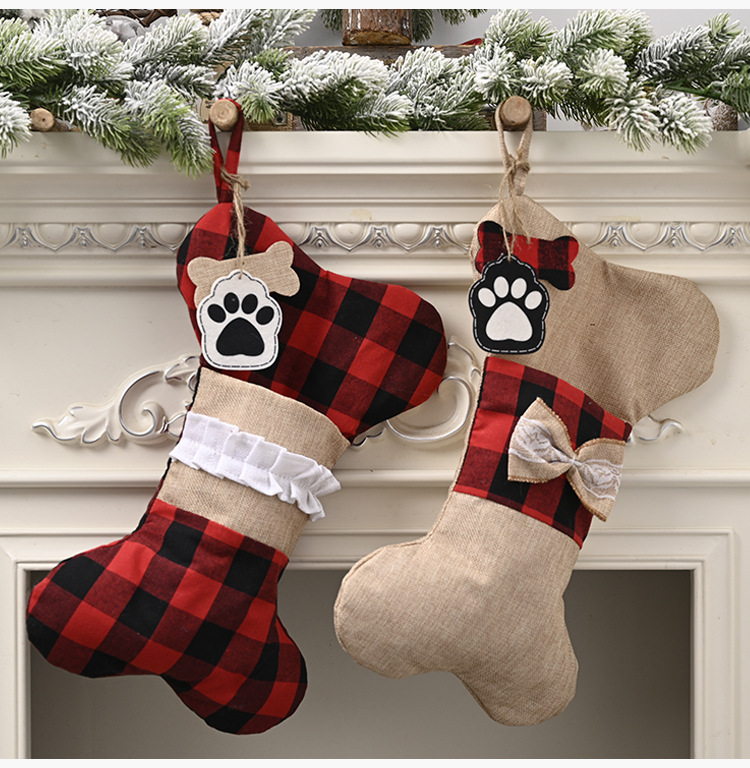 Weihnachtsstrumpf Aus Leinen Kariert Als Baumschmuck Und Geschenk_voghion.com