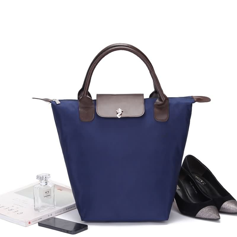 工厂批发加厚折叠购物袋欧美风简约托特包防水耐磨650D尼龙手提袋