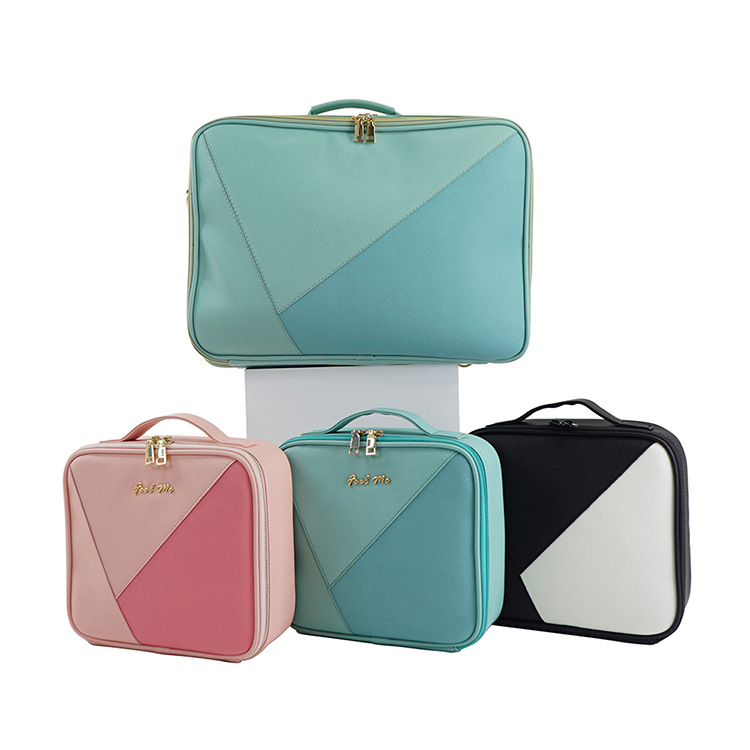 拼色潮流多色小号美容收纳化妆包 手提便携化妆品收纳箱包