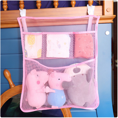 2020新款婴儿床收纳挂袋宝宝卧室尿片玩具衣物挂壁式网面绑绳挂袋|ru