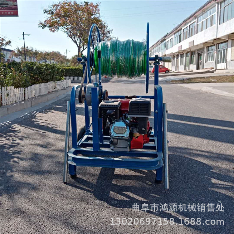 手推式汽油打药机 蔬菜地打药机 汽油自动卷管打药机视频