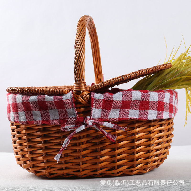 Venta al por mayor cesta de picnic sauce tejido pastoral ins boutique todo sauce compras cesta de regalo cesta de verduras cesta portátil