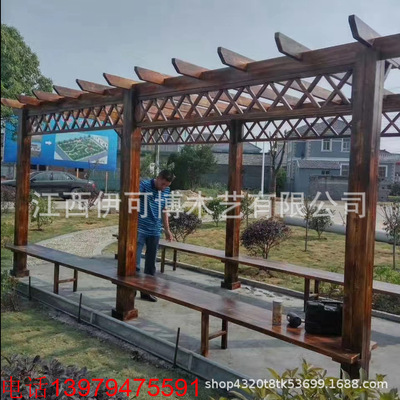 Carbonized wood Vine courtyard Anticorrosive wood Gallery planes Gallery outdoors Arbor wholesale Vine Ancient gallery Chalet