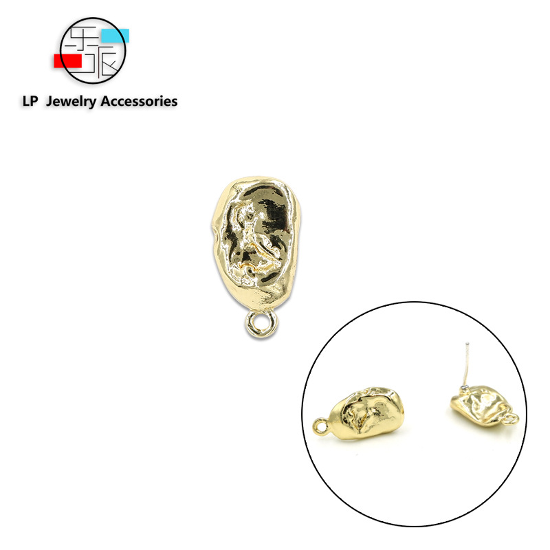 复古风简约光面水滴形银针耳钉手工DIY耳饰材料合金饰品配件|ru