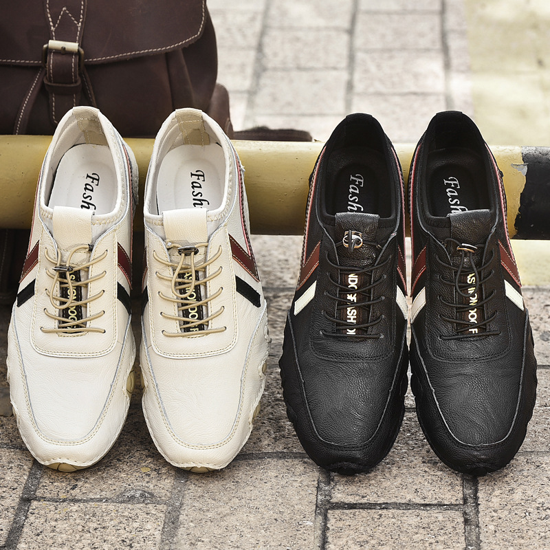 Shield Ram Station indépendante transfrontalière grande taille en cuir véritable Beanie chaussures chaussures en cuir décontractées à la mode pour hommes chaussures de conduite en cuir souple pour hommes_voghion.com