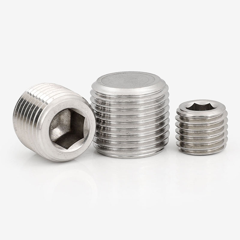 NPT8*1 304不锈钢内六角堵头油堵螺塞英制美制公制1分2分3分4分PT