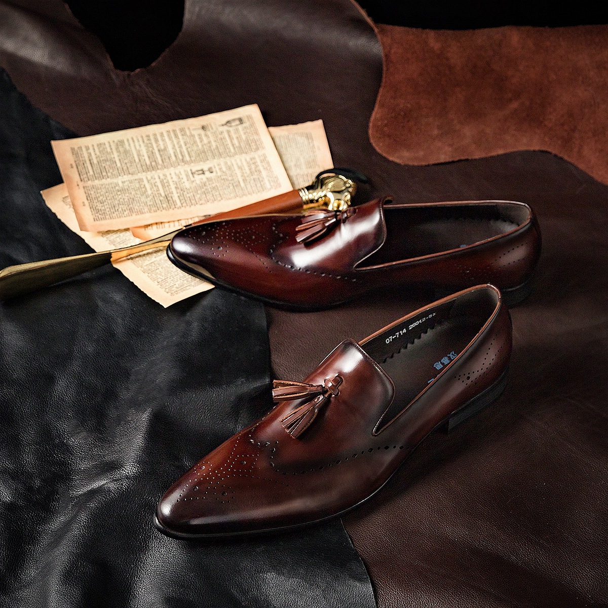 [Potente fábrica GAO calidad] mocasines de piel de vaca de los hombres Penny zapatos de negocios zapatos de cuero casuales zapatos de los hombres