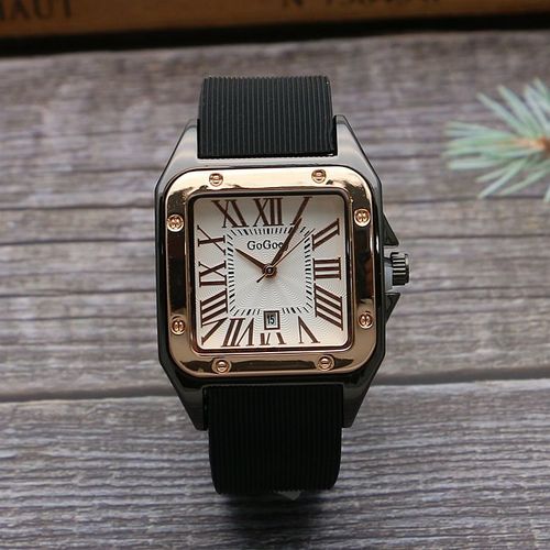 Square Calendar Boys Tape Watch Roman Scale Men's Retro Rubber Watch Women's Watch Quartz Watch Women's 8155
