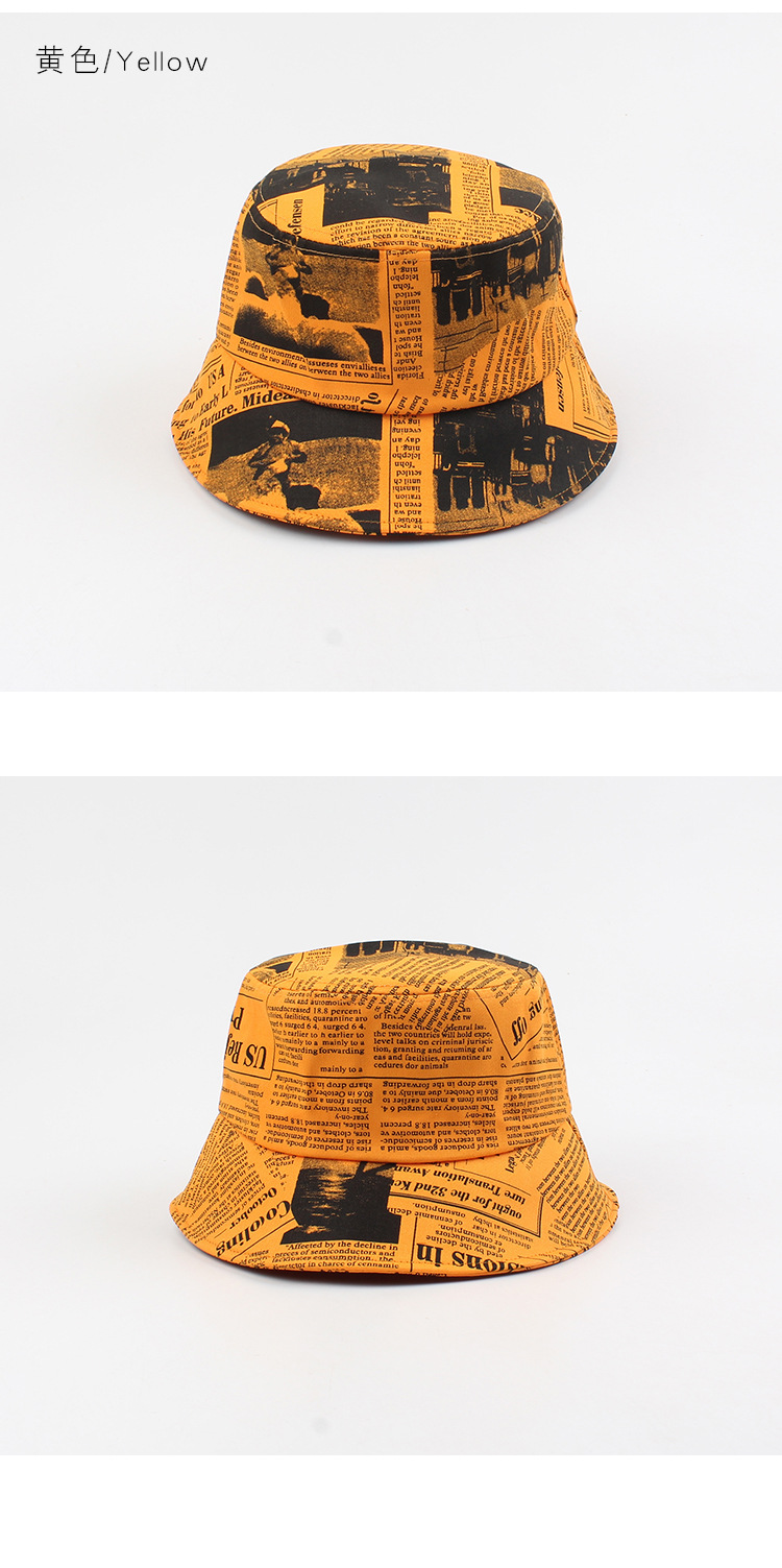 Hat Summer New Korean Printed Letters Newspaper Basin Hat Tide Brand Street Personality Graffiti Fisherman Hat Wholesale Nihaojewelry display picture 8