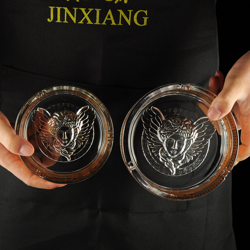 出口欧式个性烟具雪茄烟灰桶 水晶玻璃烟缸复古圆形烟灰缸摆件