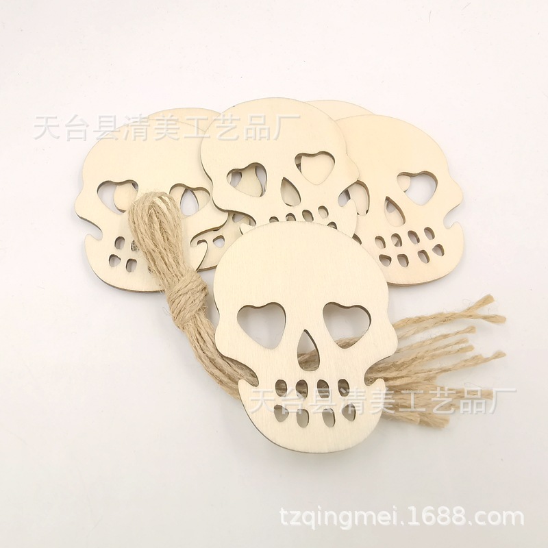 Madera Halloween madera botones decorativos Ghost Festival madera chips 10 unidades un paquete