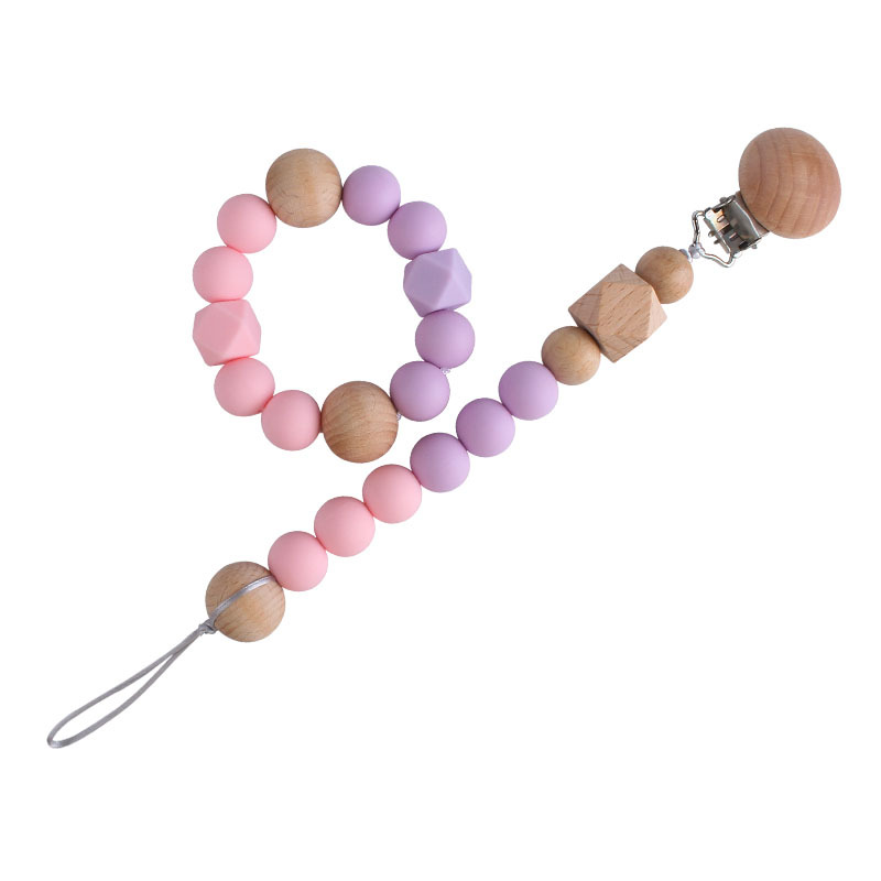 Seguridad del medio ambiente de silicona chupete cadena mordedor palo Bebé Beech octogonal cuentas de silicona juguete mordedor pulsera