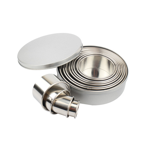 304 stainless steel round cake mold curled mousse ring fondant donut 12-piece cookie mold set