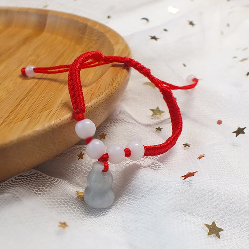 Jadeite jade red rope bracelet zodiac animal year Panguishu lucky money attracting treasure stall hand-woven accessory decoration
