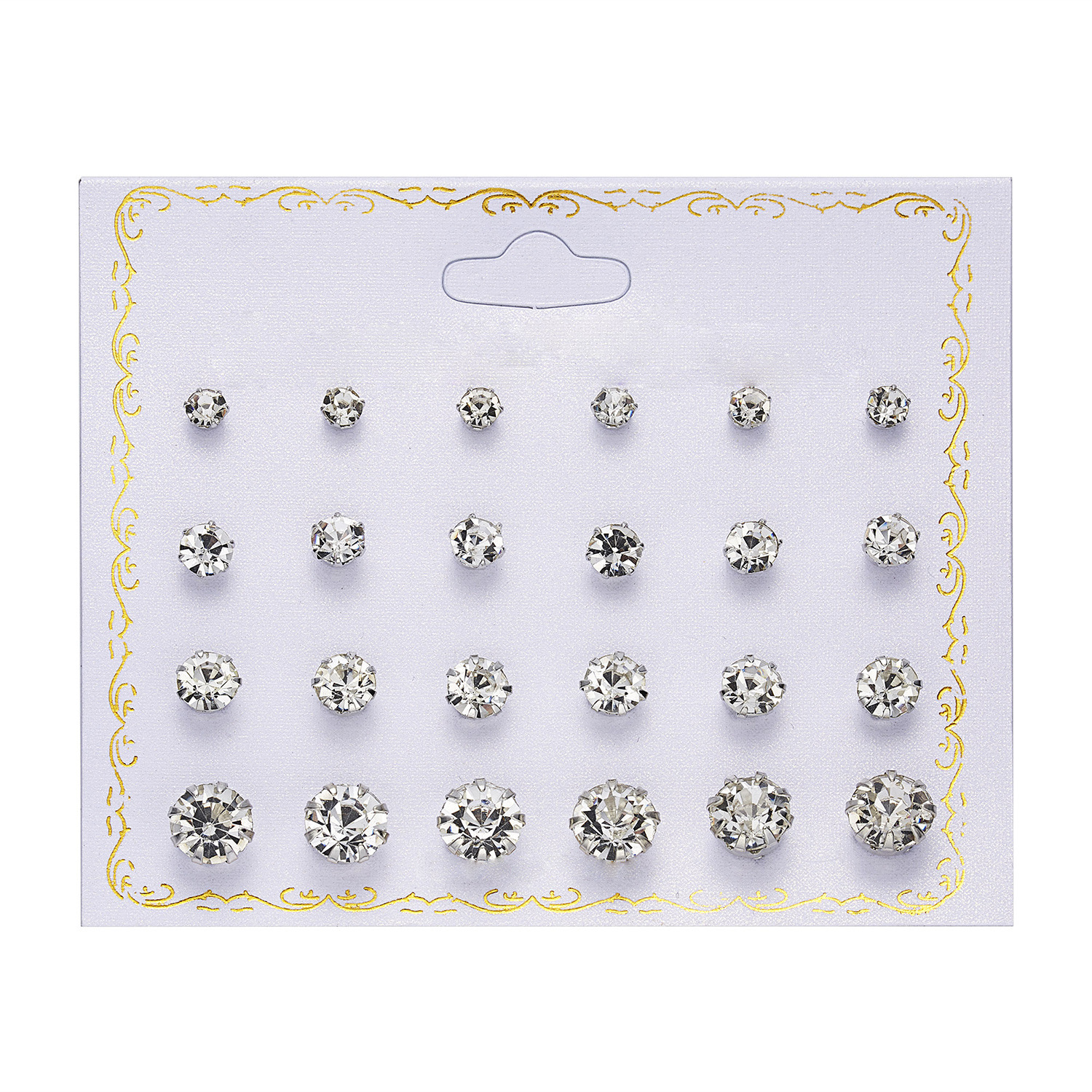 Fashion Geometric Alloy Inlay Zircon Women's Ear Studs 12 Pairs display picture 6