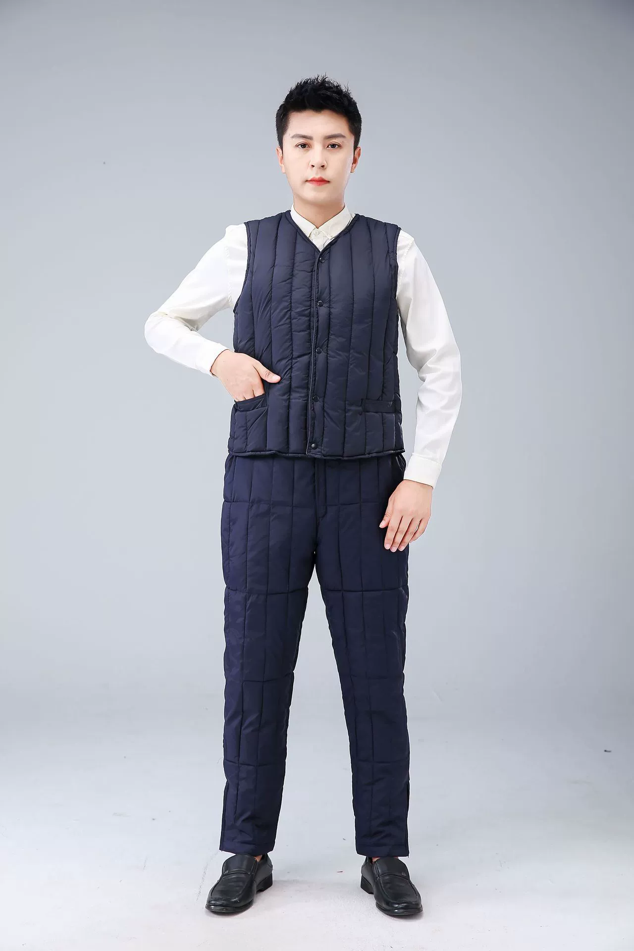 Мужские хлопковые брюки плюс хлопковый жилет, утепленный зимний мужской костюм, теплый облегающий зимний костюм больших размеров, мужское модное пальто с хлопковой подкладкой