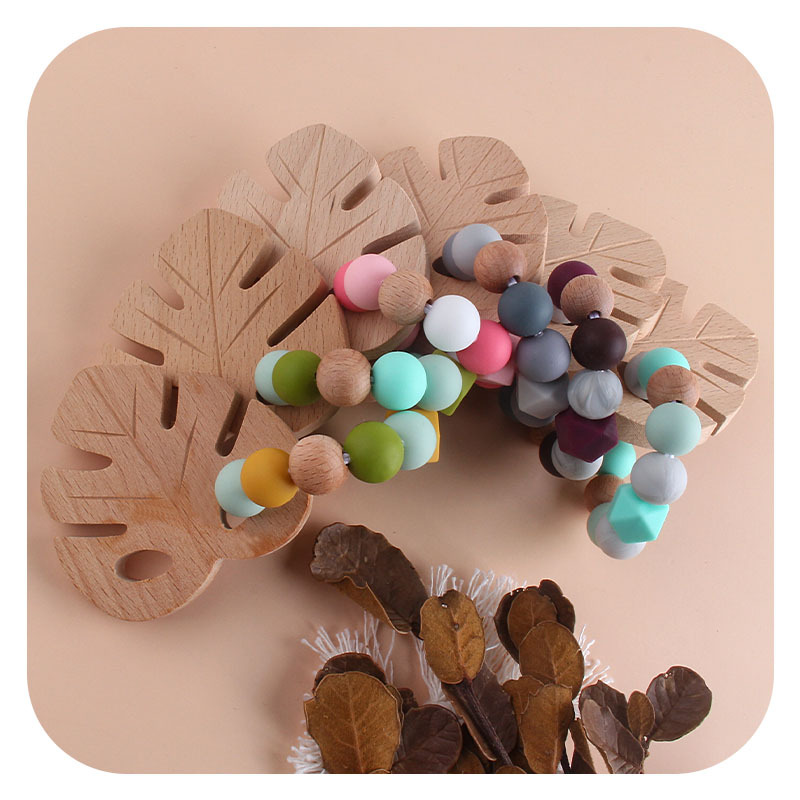 Baby Beech chupete clip Beech Leaf Toy teether nombre del bebé personalizable silicona hoja chupete cadena