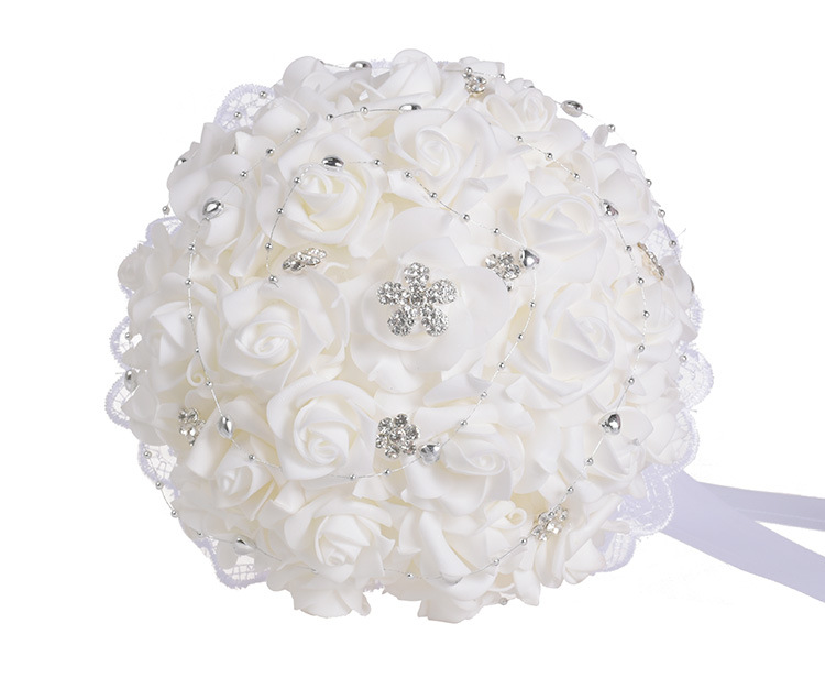 Wedding products: Western-style creative hand-held bouquets, white artificial roses, bride's wedding hand-held bouquets, wedding supplies detail image 9