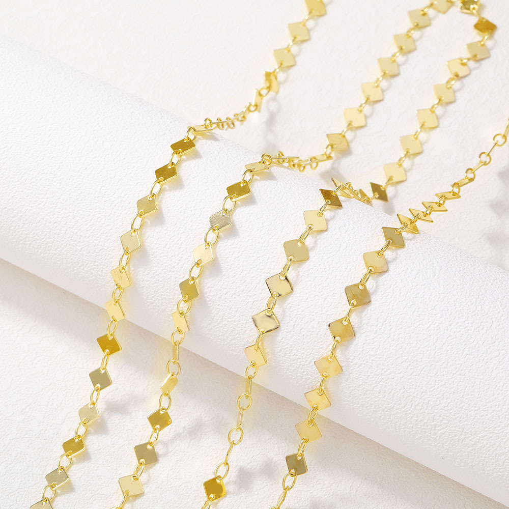 Hand Chain diy Necklace Bracelet Earrings Partially Prepared Products Jewelry parts Metal Square piece chain Manufactor wholesale