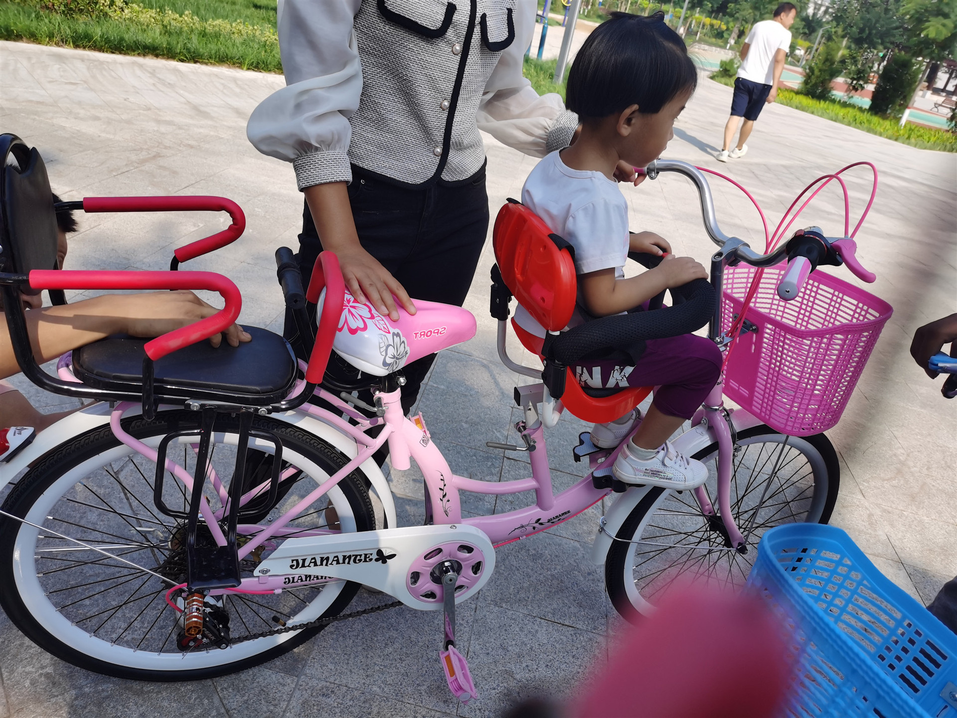 母子自行车24寸亲子网红款女士前置带娃接送小孩22寸单车载娃变速|ru