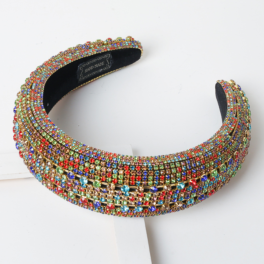 Hot Selling Fashion Colored Diamond Alloy Glass Diamond Headband Wholesale display picture 2