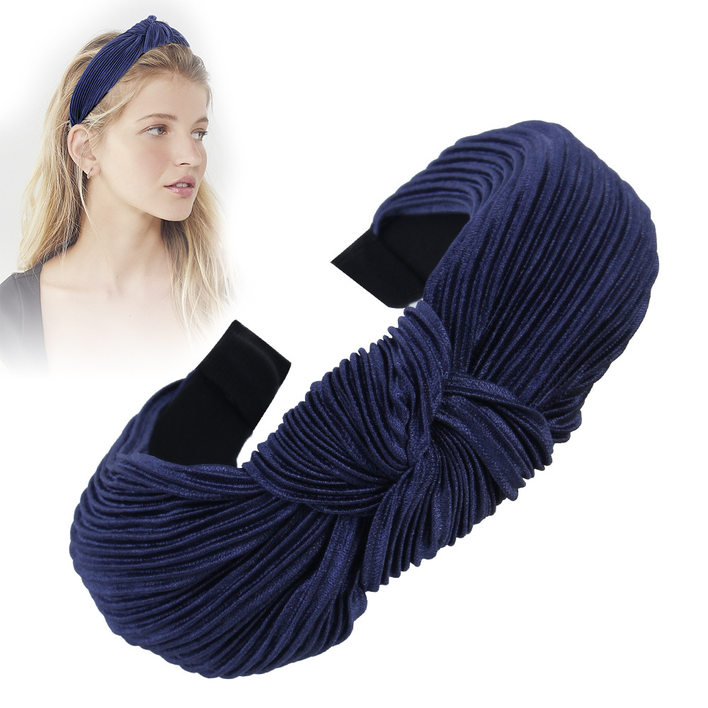 New Fashion Crepe Wave Korean Knitted Fabric Cross Knotted Headband Nihaojewelry Wholesale display picture 15