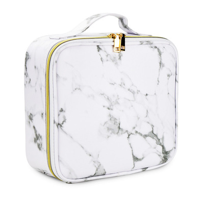 專業隔板收納化妝箱多功能手提大理石化妝包美甲紋繡工具箱