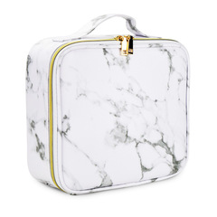 外貿新款隔板收納化妝箱 多功能手提大理石化妝包紋繡美甲工具箱