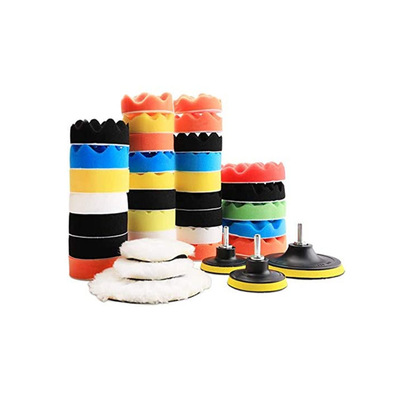 抛光海绵盘39件套装3英寸5英寸M10、14二合一汽车打蜡海绵羊毛垫
