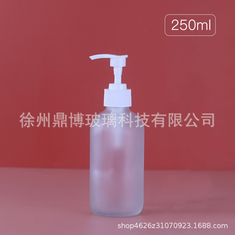 250ml botella de Boston esmerilado 8oz botella de desinfectante de manos de vidrio transparente 500ml botella de loción negra 16oz sub-embalaje
