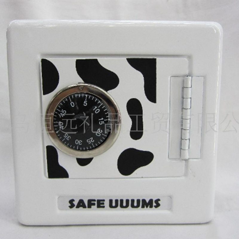 2020新款奶牛密码钱箱 金属储钱罐 迷你密码保险箱 创意存钱箱