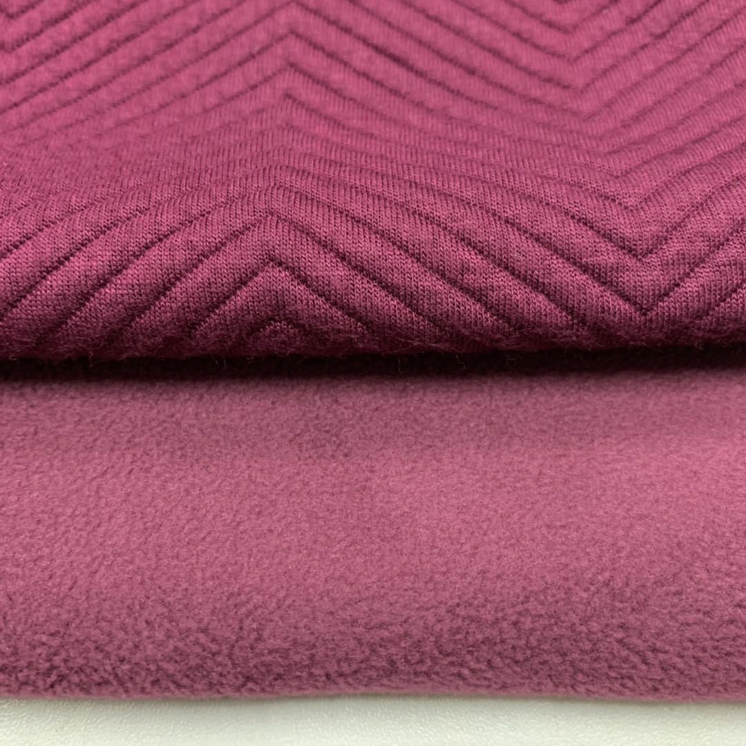 厂家供应     人棉提花空气层复合超细摇粒绒加厚