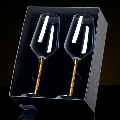 Gold foil Bordeaux red Wine Glass Goblet Wineglass Crystal glass Pure handwork Lead-free high-grade originality a pair
