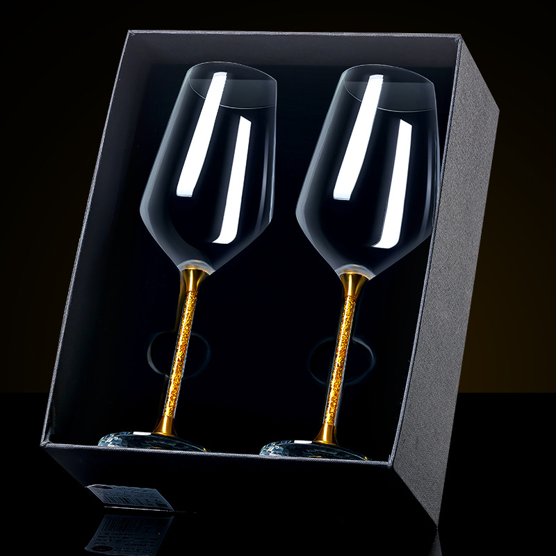 Gold foil Bordeaux red Wine Glass Goblet Wineglass Crystal glass Pure handwork Lead-free high-grade originality a pair