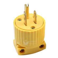 黃色5-15P美國台灣家用電器組裝插頭15A美式美標美規三極電源插頭