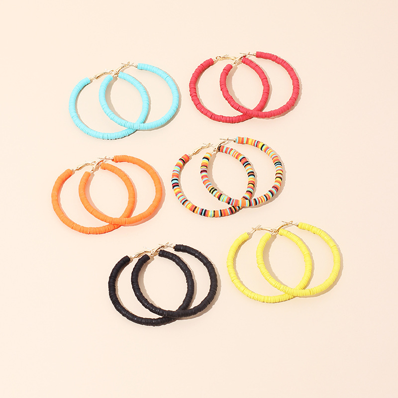 14g Weight Earrings Classification Travel Occasion soft clay Material Women'S Gender Sky Blue, Red, Yellow, Black Color Soft Clay Earrings 1