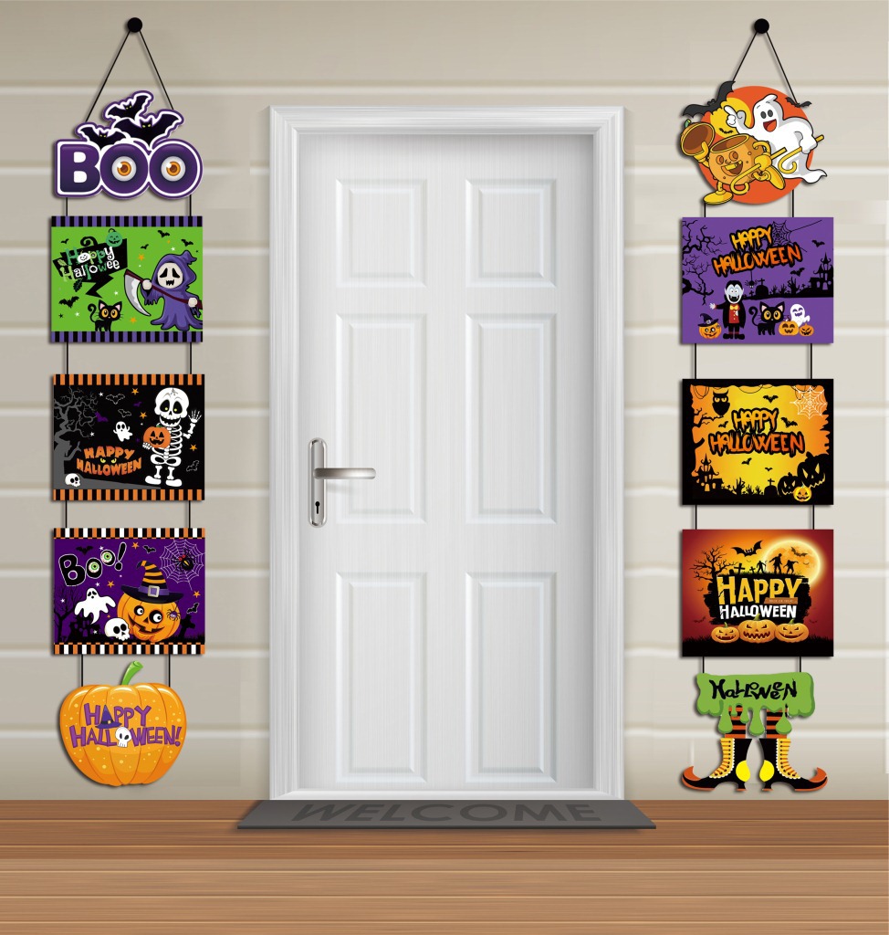 亞馬遜爆款 萬聖節門挂派對拍照道具 紙胡子搞怪萬聖節拍照道具