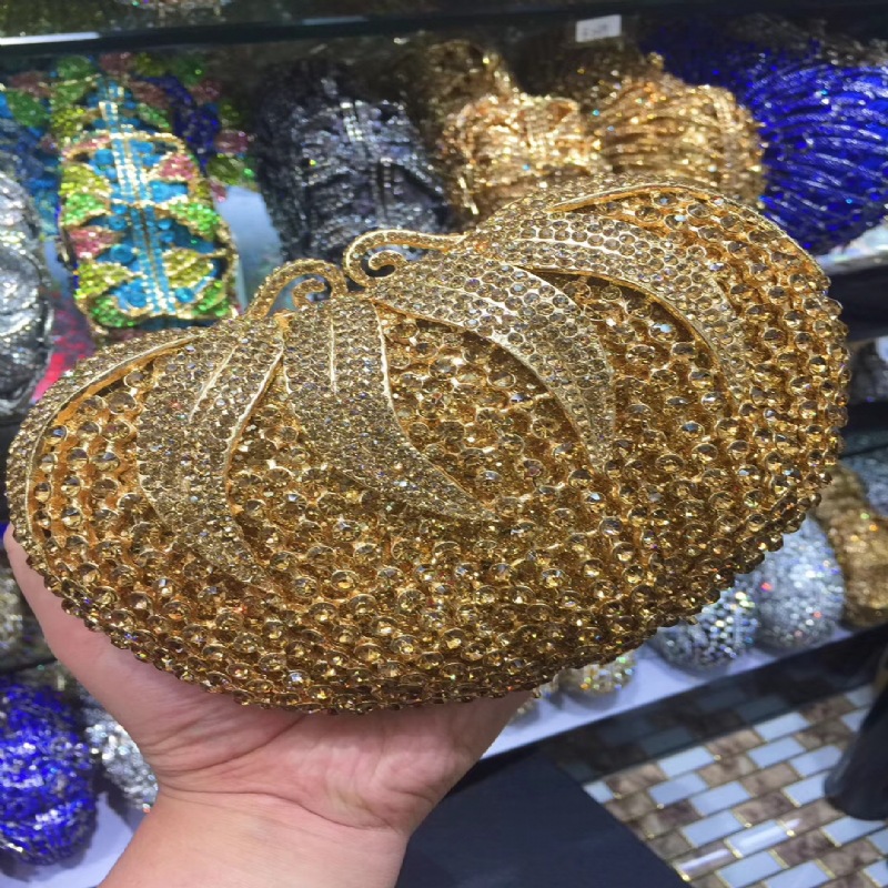 * Frutas y verduras transfronterizas tomate hammer metal diamantes bolsa de cena vestido de fiesta damas lleno de bolsas de mano diamantes