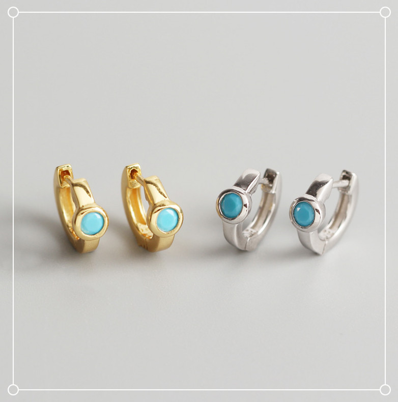 2g Weight S925 Sterling Silver Blue Zircon Ear Buckle Wholesale Nihaojewelry