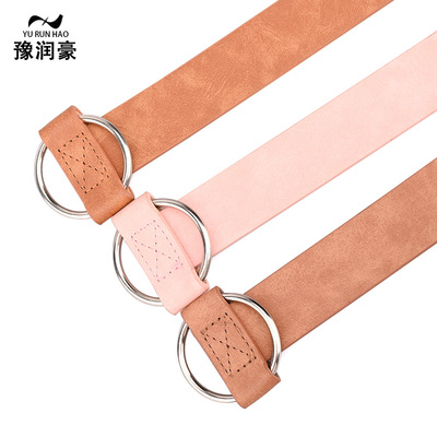 厂家直销创意款 无针圆扣休闲女士皮带 青年时尚宽皮带批发腰带女|ru