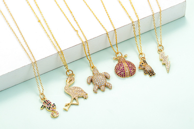 4g Weight Necklace Classification Wedding, Travel Occasion Copper Material Unisex Gender Fashion Style Fashion Four-leaf Bear Insect Pendant Copper Necklace 2