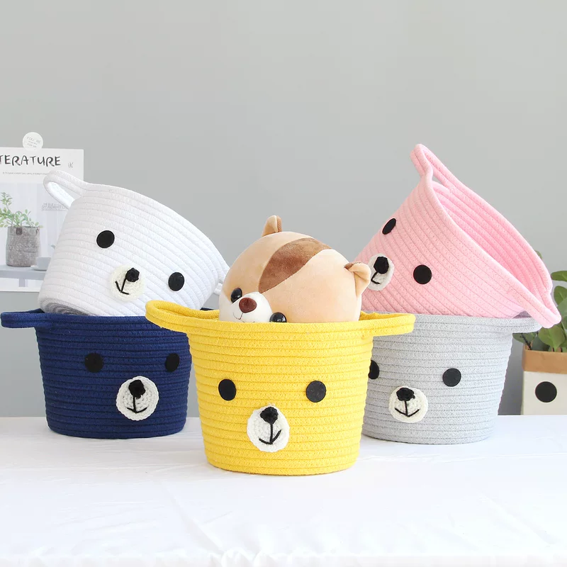 Storage box, woven cute table storage system, storage basket, DIY, with little bears