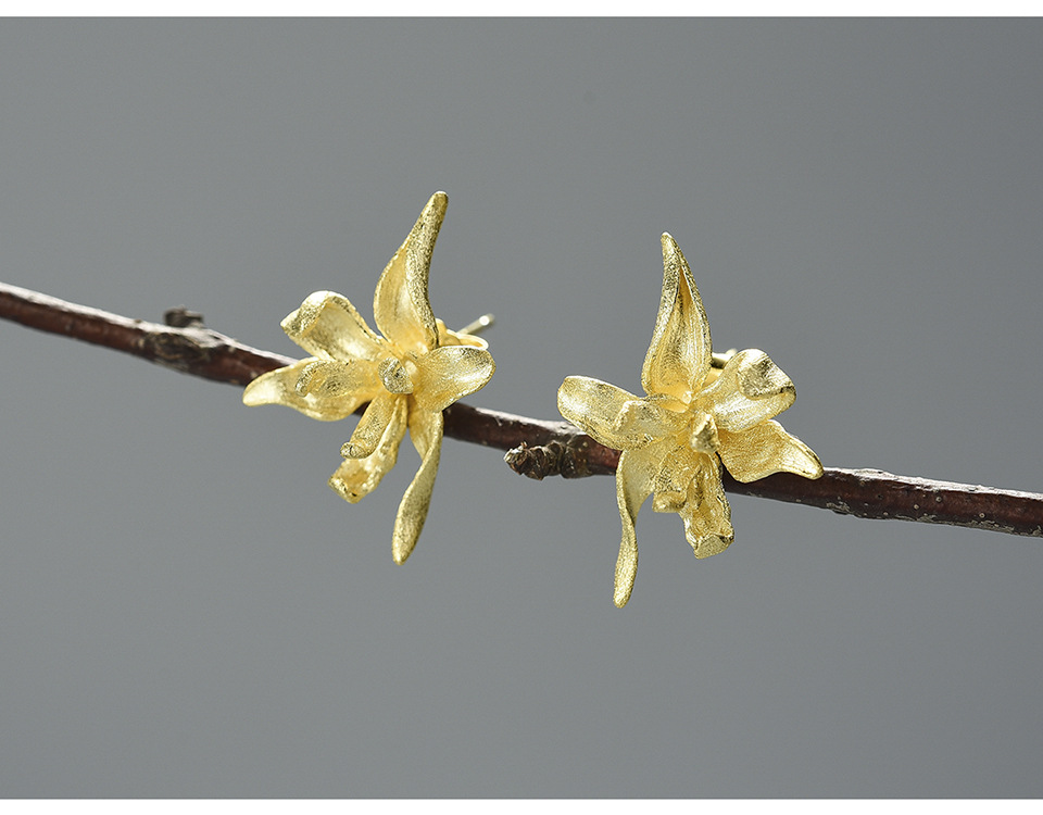 4g Weight 0.03µm-0.05µm Gold Plating Thickness 1 Pair 925 Sterling Silver Flower Ear Studs