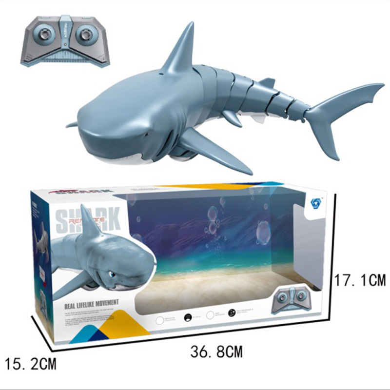 跨境熱銷2.4G遙控4通防水保護充電版鲨魚新奇特兒童夏天水上産品