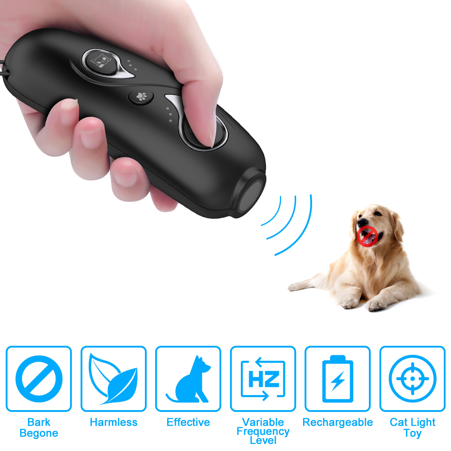 超性价比高双频内置电池猫狗超声波训狗器止吠器逗猫神遛训狗器