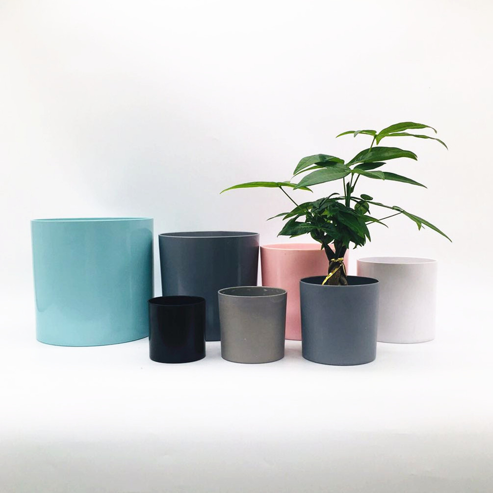厂家直销马卡龙色系直筒花盆简约北欧风塑料仿瓷多肉植物花盆详情图1